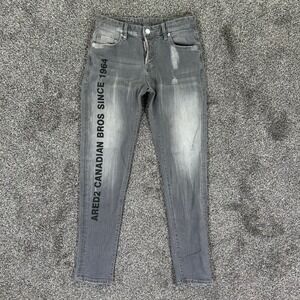 Dsquared2 Grey Skinny Cropped Jeans Canadian Bros Graphic Distressed Mens 38
